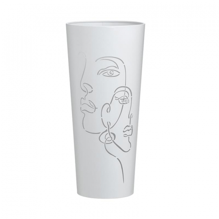 3705690073  METALNI STALAK ZA KIŠOBRANE DEZEN LICE BELI OKRUGLI 22X48 CM