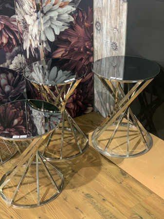 METALNI STOČIĆ SREBRNI SA OGLEDALOM S/3 41*58 CM
