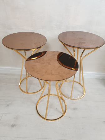 METALNI STOČIĆ ZLATNI SA ZLATNIM OGLEDALOM S/3 41*61 CM