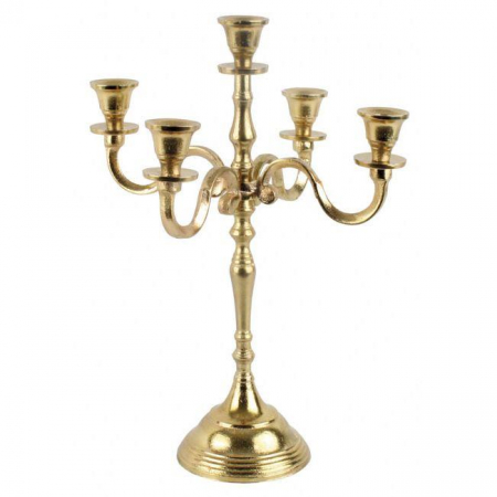 3703880108 METALNI SVEĆNJAK ZLATNI ZA 5 SVEĆA 40cm