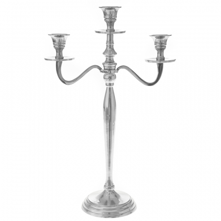 79792 METALNI SVEĆNJAK SREBRNI ZA 3 SVEĆE 29X46 CM