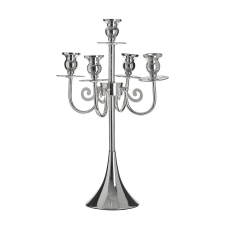 3701510693 METALNI SVEĆNJAK ZA 5 SVEĆA SREBRNI 34X32X48 CM