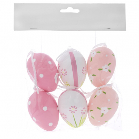 80811 PLASTIČNA JAJA PINK SET 6 KOMADA 4X6 CM