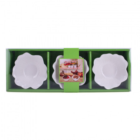 D-395 PORCELANSKE BELE ČINIJICE S/3 U POKLON KUTIJI 9X9 CM