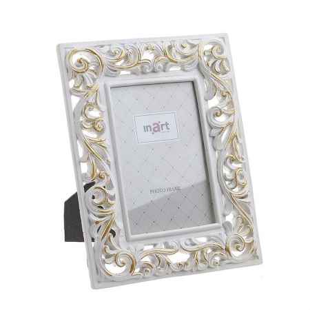 3306340139 RAM ZA SLIKU OD POLIREZINA ANTIK BELO-ZLATNI 10*15cm