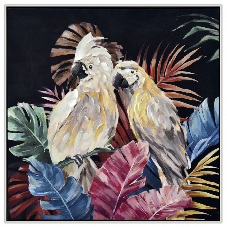 76488 SLIKA ULJE NA PLATNU SA RAMOM DEZEN PAPAGAJ 82X82 CM
