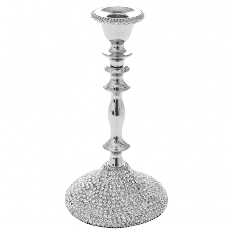 81198 SREBRNI SVEĆNJAK SA CIRKONIMA ZA 1 SVEĆU OD ALUMINIJUMA 22 CM