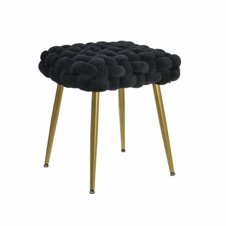 3505200002 TABURE METALNI TAPACIRAN CRNIM PLIŠEM 45X45X48 CM