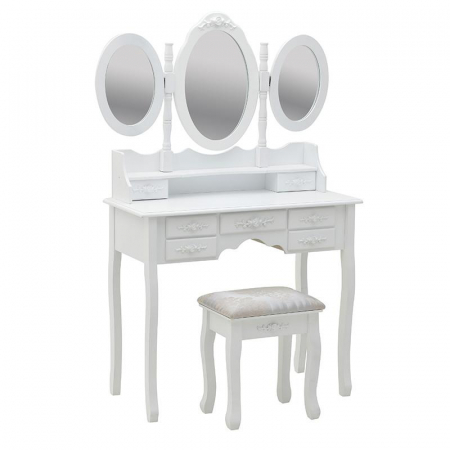6505280007 TOALETNI STO SA STOLICOM DRVENI BELI S/2 90X40X75/145 CM